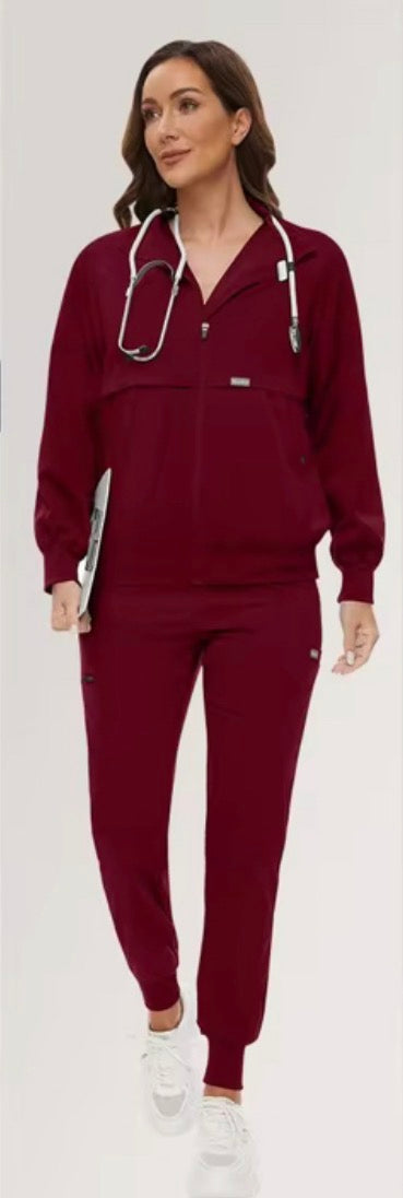 Jacket Scrub Set- Burgundy